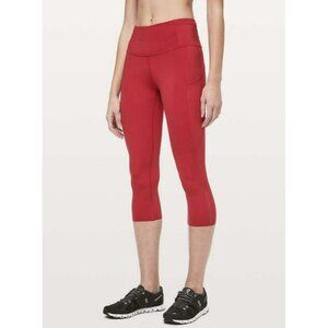 Lululemon Fast Free Crop II *Nulux 19" Dark Red Size 2 EUC